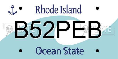 B52PEB Rhode Island License Plate