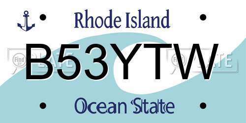 B53YTW Rhode Island License Plate