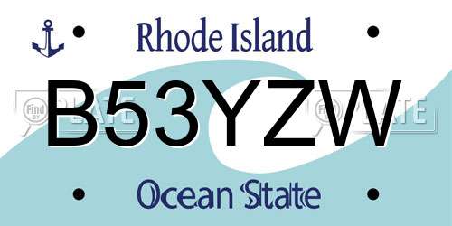 B53YZW Rhode Island License Plate