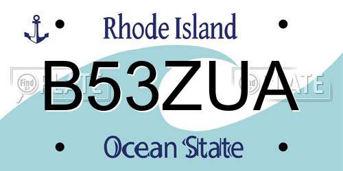 B53ZUA Rhode Island License Plate