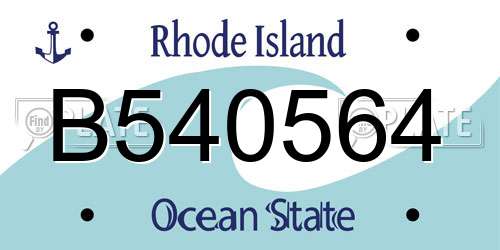 B540564 Rhode Island License Plate