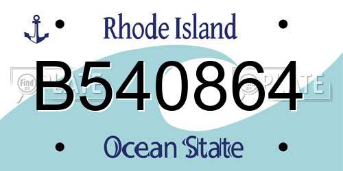 B540864 Rhode Island License Plate