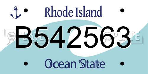 B542563 Rhode Island License Plate