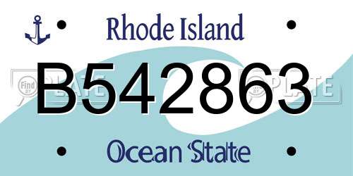 B542863 Rhode Island License Plate
