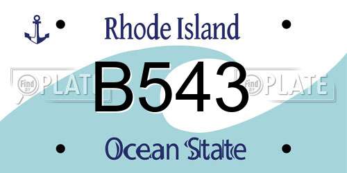B543 Rhode Island License Plate