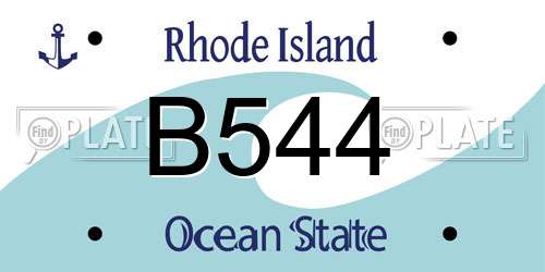 B544 Rhode Island License Plate