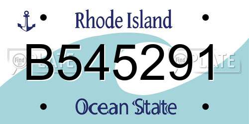 B545291 Rhode Island License Plate