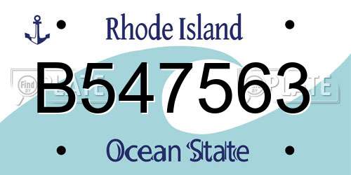 B547563 Rhode Island License Plate