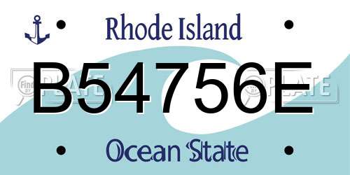 B54756E Rhode Island License Plate