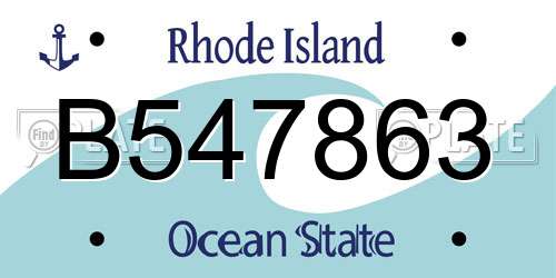 B547863 Rhode Island License Plate