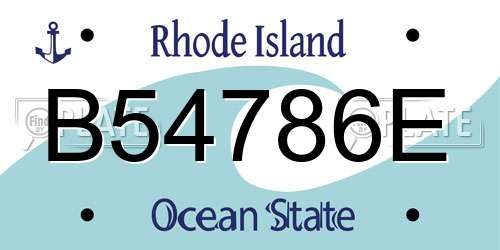 B54786E Rhode Island License Plate