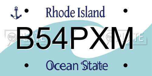 B54PXM Rhode Island License Plate