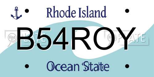 B54ROY Rhode Island License Plate