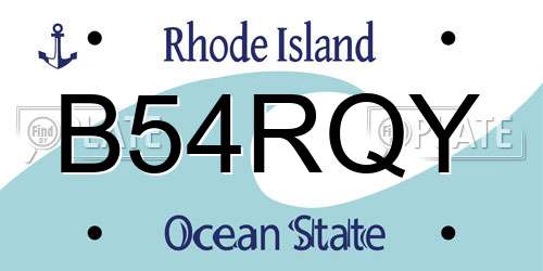 B54RQY Rhode Island License Plate