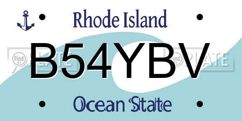 B54YBV Rhode Island License Plate