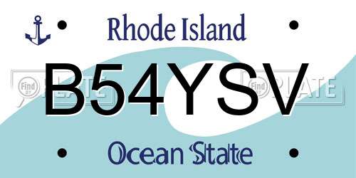 B54YSV Rhode Island License Plate
