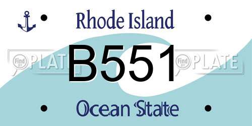 B551 Rhode Island License Plate