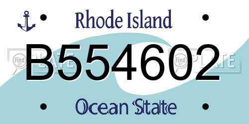 B554602 Rhode Island License Plate