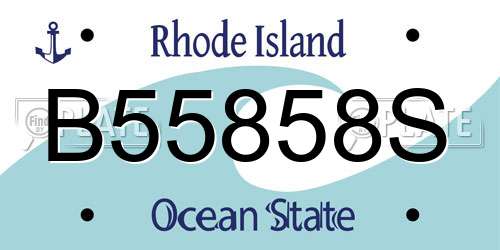 B55858S Rhode Island License Plate