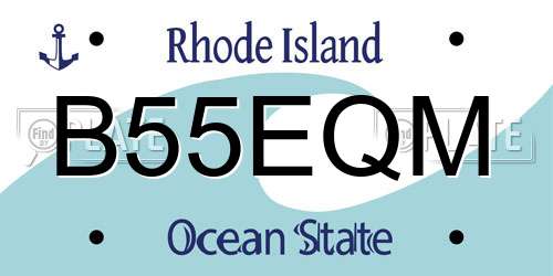 B55EQM Rhode Island License Plate