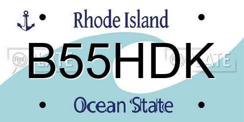 B55HDK Rhode Island License Plate