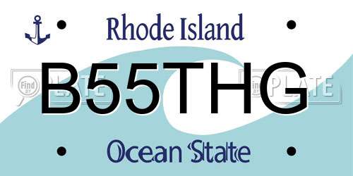 B55THG Rhode Island License Plate