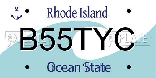 B55TYC Rhode Island License Plate