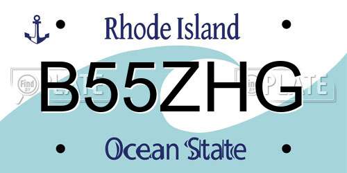 B55ZHG Rhode Island License Plate