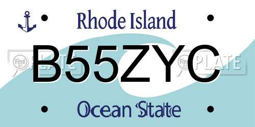 B55ZYC Rhode Island License Plate