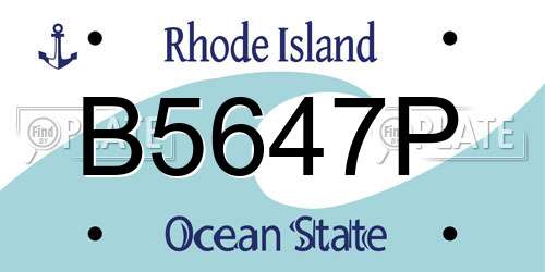 B5647P Rhode Island License Plate