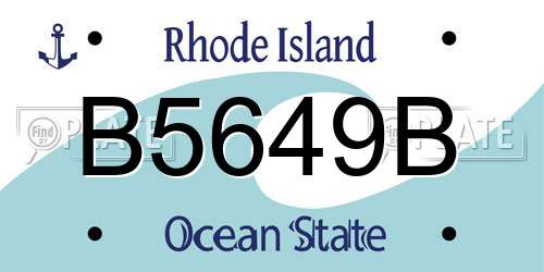 B5649B Rhode Island License Plate
