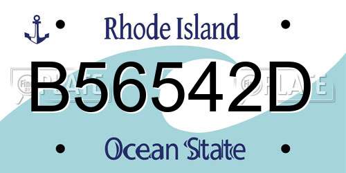 B56542D Rhode Island License Plate