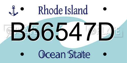 B56547D Rhode Island License Plate