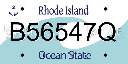 B56547Q Rhode Island License Plate
