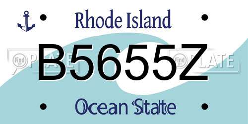B5655Z Rhode Island License Plate
