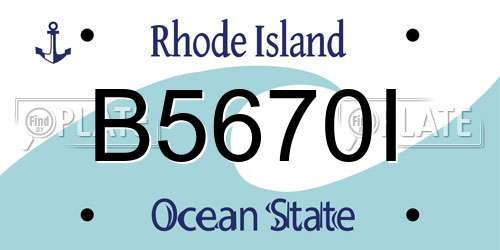 B5670I Rhode Island License Plate