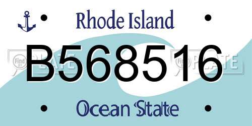 B568516 Rhode Island License Plate