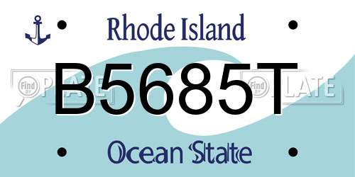 B5685T Rhode Island License Plate
