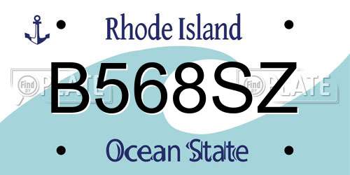 B568SZ Rhode Island License Plate