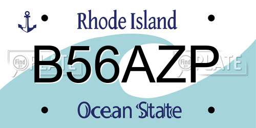 B56AZP Rhode Island License Plate