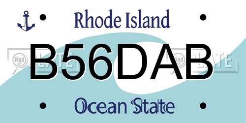 B56DAB Rhode Island License Plate