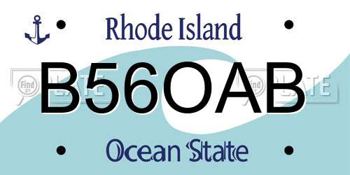 B56OAB Rhode Island License Plate