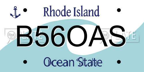 B56OAS Rhode Island License Plate