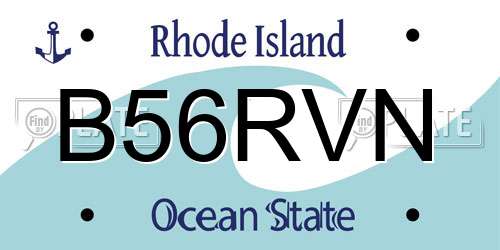 B56RVN Rhode Island License Plate