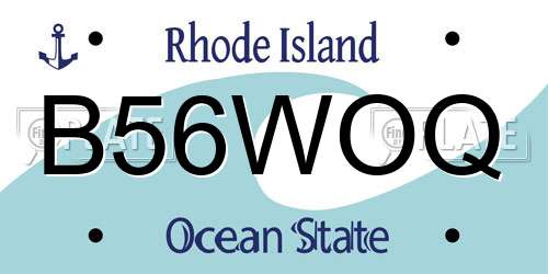 B56WOQ Rhode Island License Plate