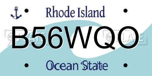 B56WQO Rhode Island License Plate