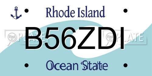 B56ZDI Rhode Island License Plate