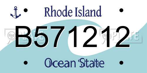 B571212 Rhode Island License Plate