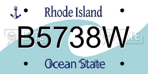 B5738W Rhode Island License Plate