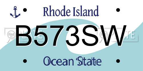 B573SW Rhode Island License Plate